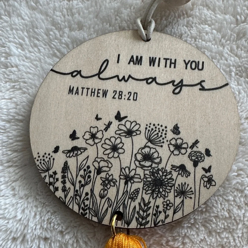 Inspirational Scripture Rear View Mirror Hanging Daily Inspiration with Tassels